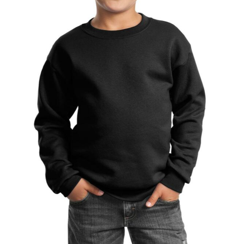 Port & Company Youth Crewneck (Black/White text) Main Image